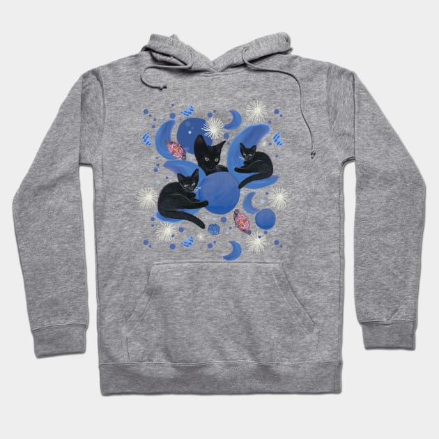 Black cat and moon phases Hoodie by GULSENGUNEL